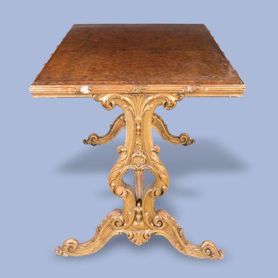 A Mid-19th Century Amboyna & Giltwood Centre Table